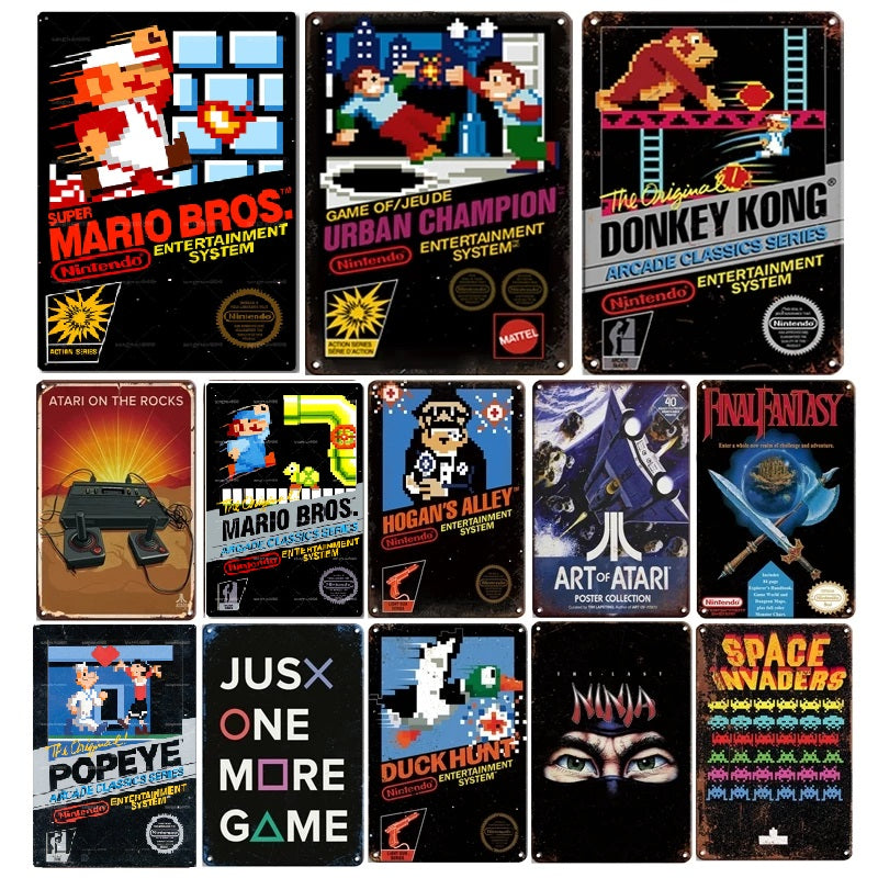 Classic Japan Gaming Video Game Metal Painting Poster Tin Sign Wall Stickers Super Anime Movie Vintage Man Cave Gamer Room Decor Plaque Signs Decora
