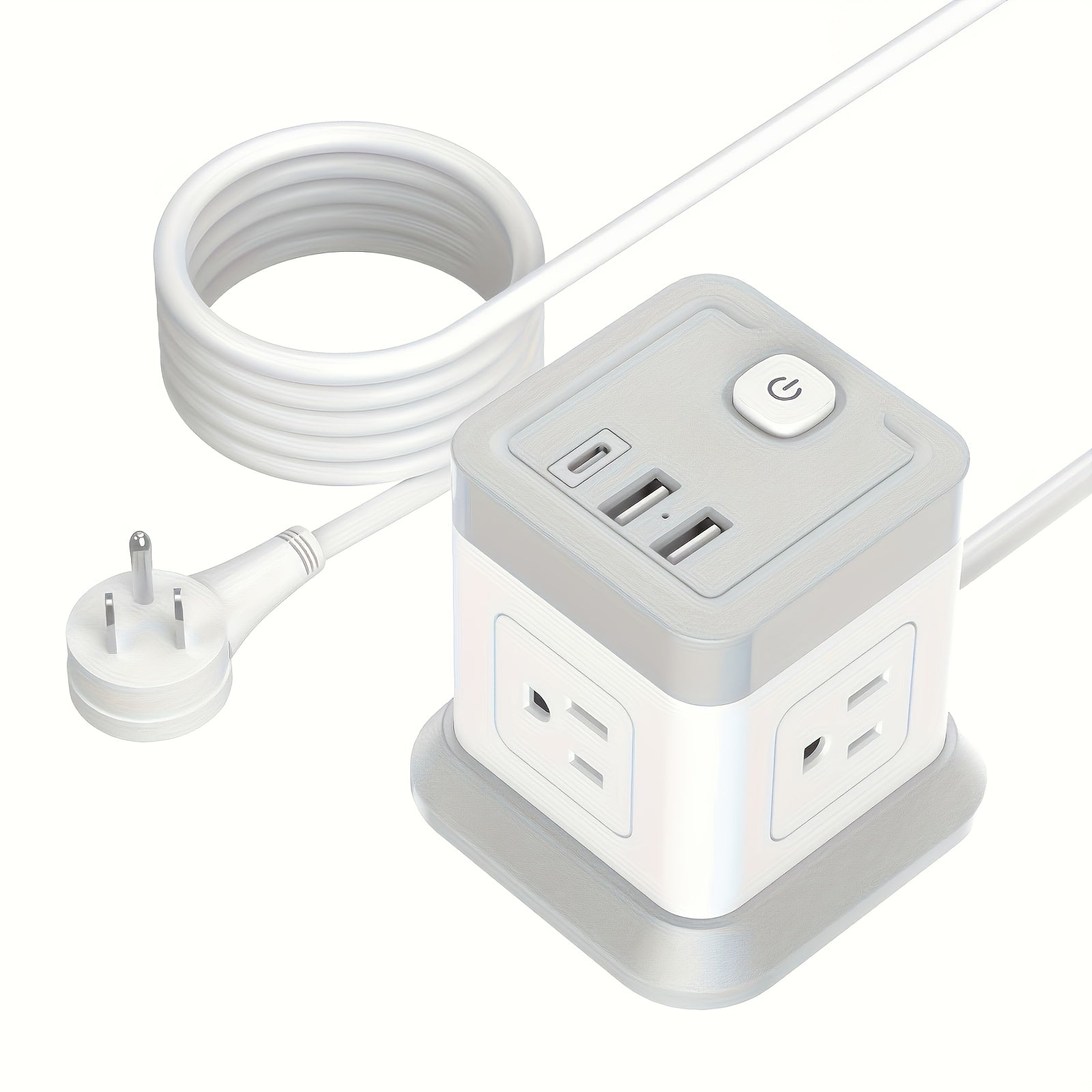 TEMU Power Strip With Usb, Flat Plug Extension Cord With 4 Outlets And 3 Usb Ports, 5ft Power Cord Desktop Charging Station, Protection, Compact