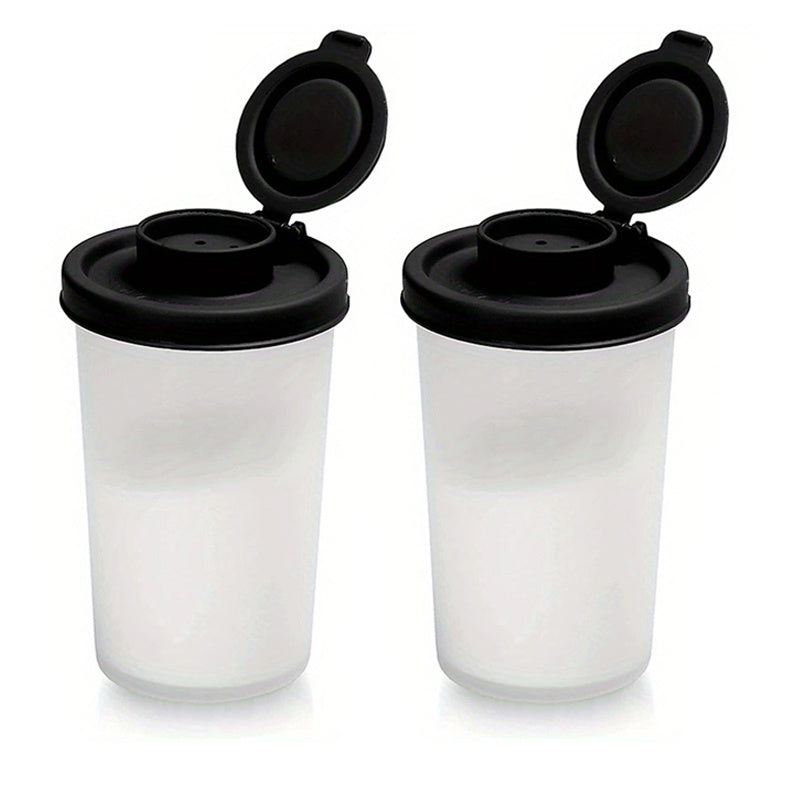 TEMU Large Capacity Moisture-proof Salt And Pepper Shakers With Red Lids - Transparent Plastic, Airtight Dispenser For Camping, Picnics, Outdoor