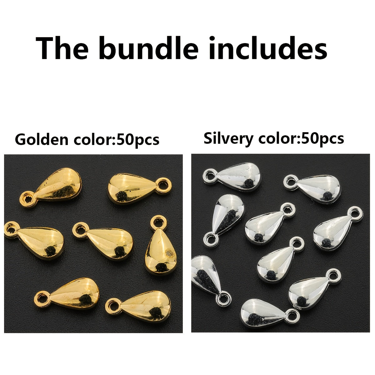 TEMU 50pcs-100pcs Alloy Teardrop Pendant, Water Drop Shape End Bead Chain, Extender Chain, Tail Chain, Bracelet Beads, Material For Making, Necklace,