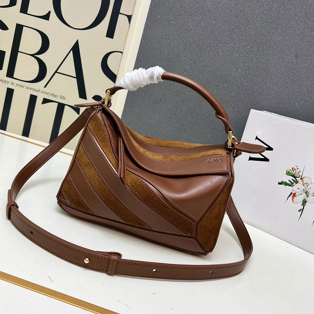 Luxury designer bag Fashion Luxury , size 24cm, Puzzle cowhide with frosted leather handbag