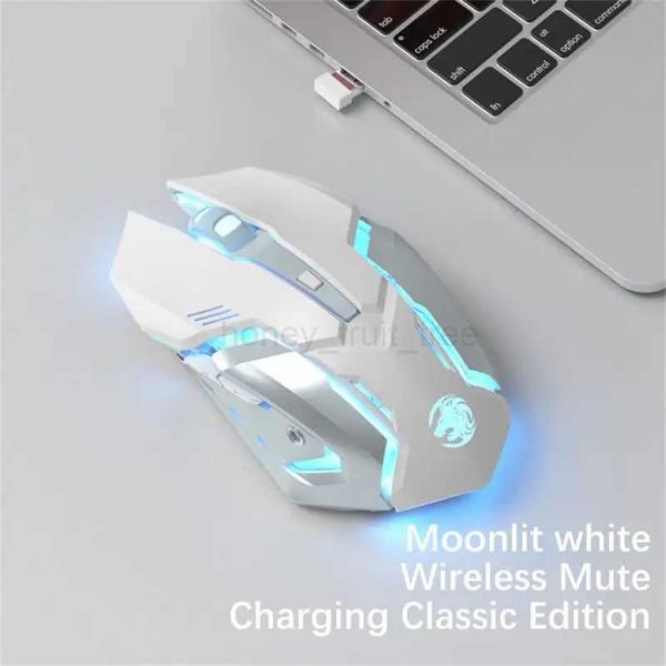 Wireless Silent Mute Gaming Mouse 1600 DPI Optical LED Backlit USB Rechargeable Mice 6 Buttons Design For PC LaptopM240725