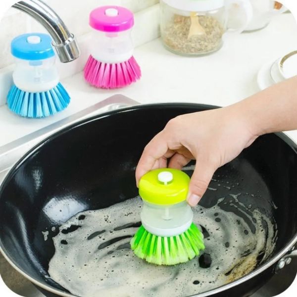 Kitchen Pot Dish Brushes Utensils With Washing Up Liquid Soap Dispenser Household Cleaning Accessories Wholesale FY2678 ss1203