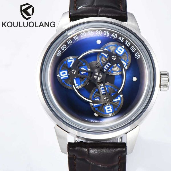 42mm Mens Automatic Watch KOULUOALNG Three Wheel Turntable Watch 316L Stainless Steel 10bar Waterproof Z250207