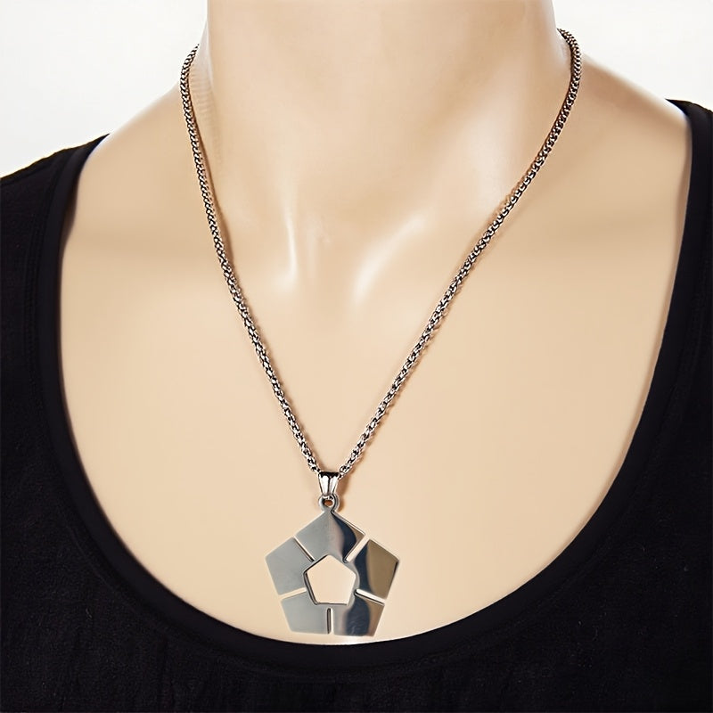 TEMU Blue Lock Football Anime Stainless Steel Necklace - Official Symbol Pendant, Winter Sweater Chain Accessories For Fans Anime Jewelry, Cartoon ,