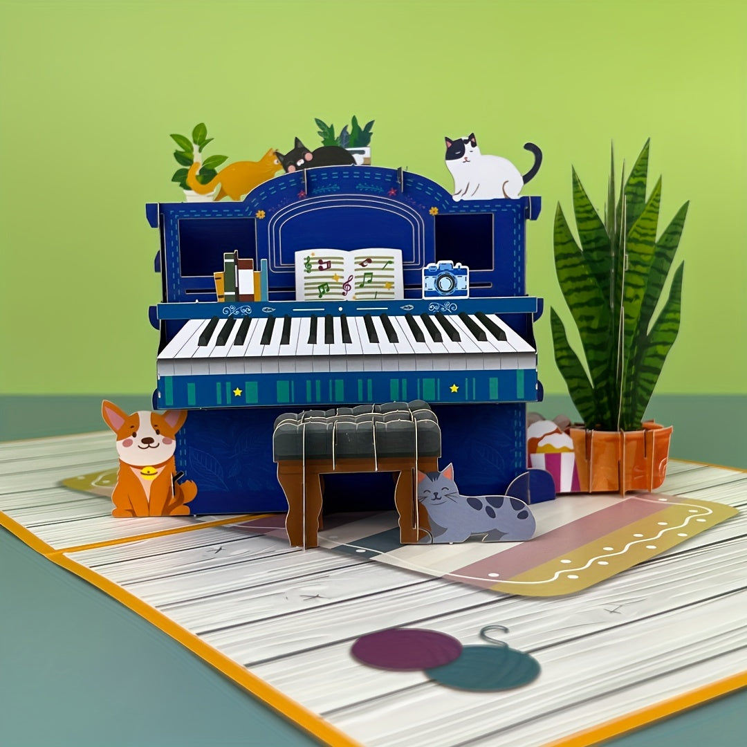 TEMU 1pc Pop-up 3d Greeting Card With Envelope, Cute Cat Pattern, Suitable For Birthday-anniversary-retirement--father's Day-thank You--get