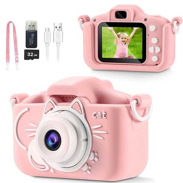 Kids Camera Toys 2 inch Screen HD Cartoon Kids Digital Camera Mini SLR Camera Cute Toy For Children Birthday Christmas GiftsM240803