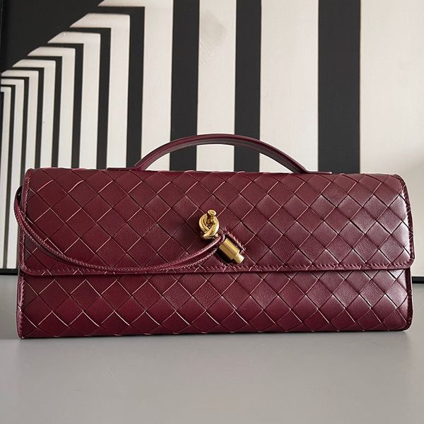 10A Retro Mirror Quality Designer Bags Long Baguette Knot intrecciato metallic leather Knitting clutch Bag Handbags Womens Party Fashion Gi