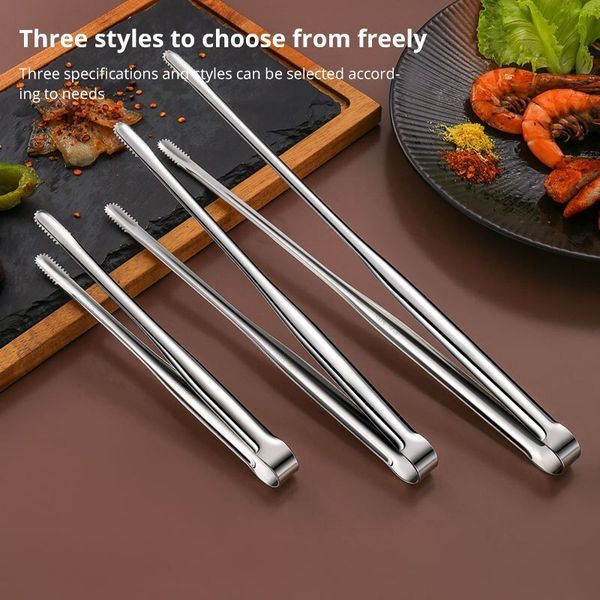 BBQ Tools Accessories 304 Barbecue Clip Grill Tongs Meat Cooking Utensils For Baking Silver Kitchen Camping Supplies 230522