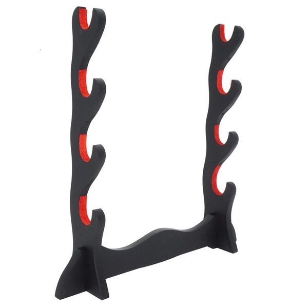 Storage Holders Racks Velvet Padded Sword Stand Felt Protect Display Samurai Katana Wakizashi Tanto 4 Layer 230307