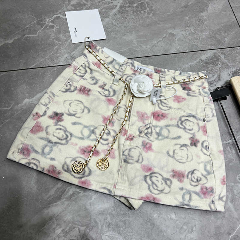 Luxury Skirts Designer Girls&#039; Printed White High-Waisted Denim Skirt European Style Spring New Slimming Versatile A-Line For Woman Skirt T62E