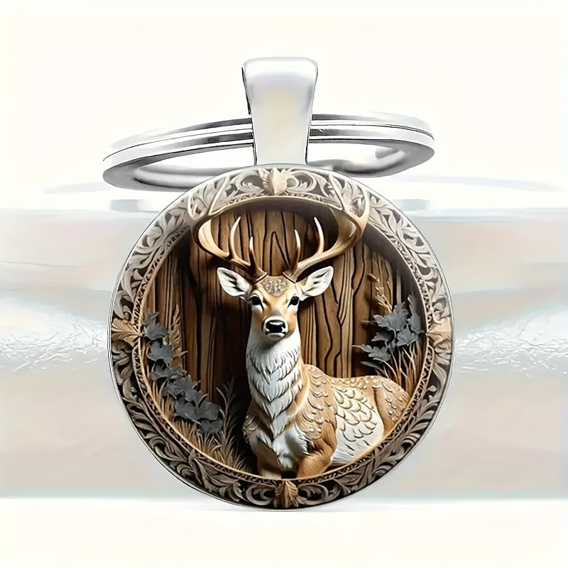 TEMU Deer Men's Alloy Keychain - Fashion Bag Accessories, Car Pendants, Home Decor Accessories - Ideal Gift For Anniversaries, Holidays, ,