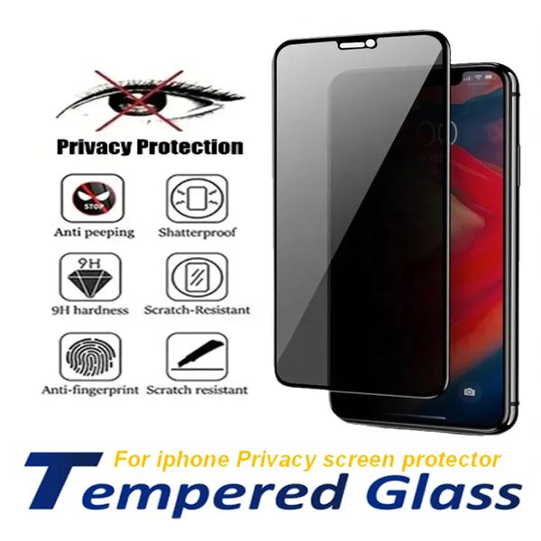 privacy screen protector tempered glass For iPhone 16 15 14 Pro Max 13 mini 12 11 XR XS X 8 7 Plus 9H Screen Protector Wholesale front glass