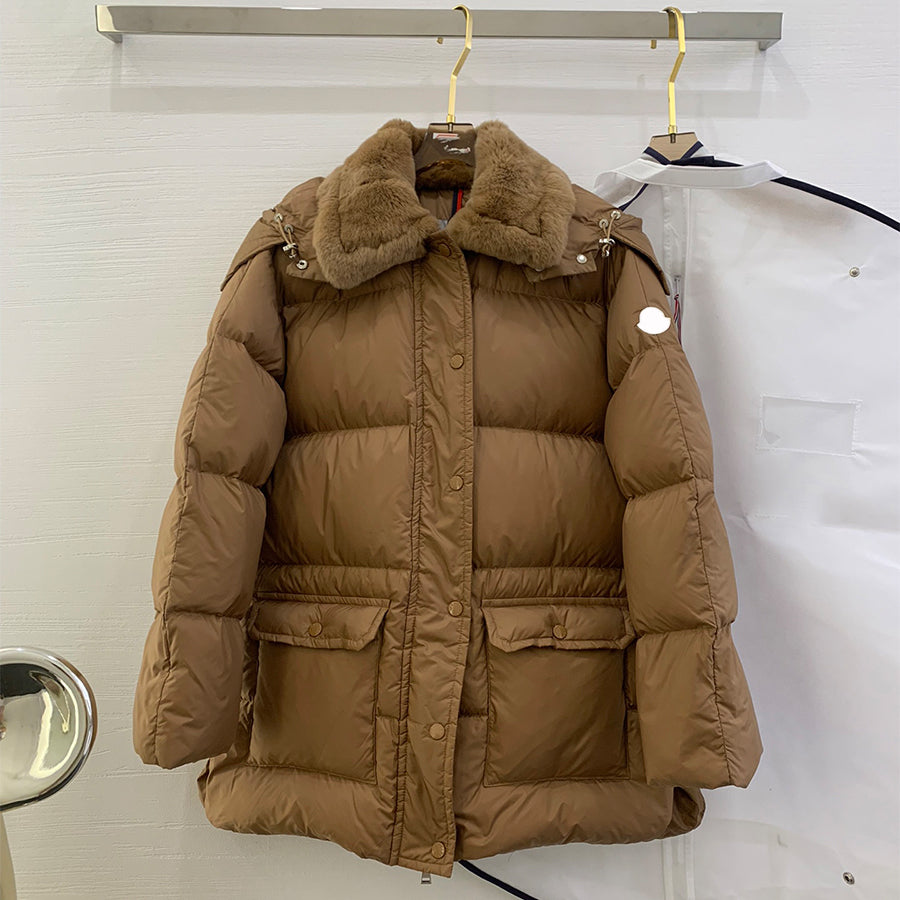 Coat Designer Woman Down Jacket Womens Classic Short Style Lazy Rabbit Hair Collar Warm Thick Down Jacket Women&#039;s Casual Neutral Thick D