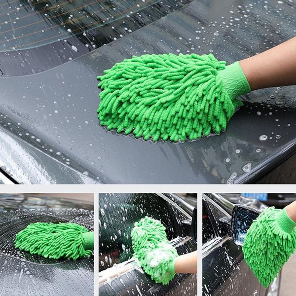 Car Microfibre Wash Sponge Cleaning Drying Gloves Ultrafine Fiber Chenille Microfiber Window Washing Tool Home Cleaning Car Wash Glove Auto