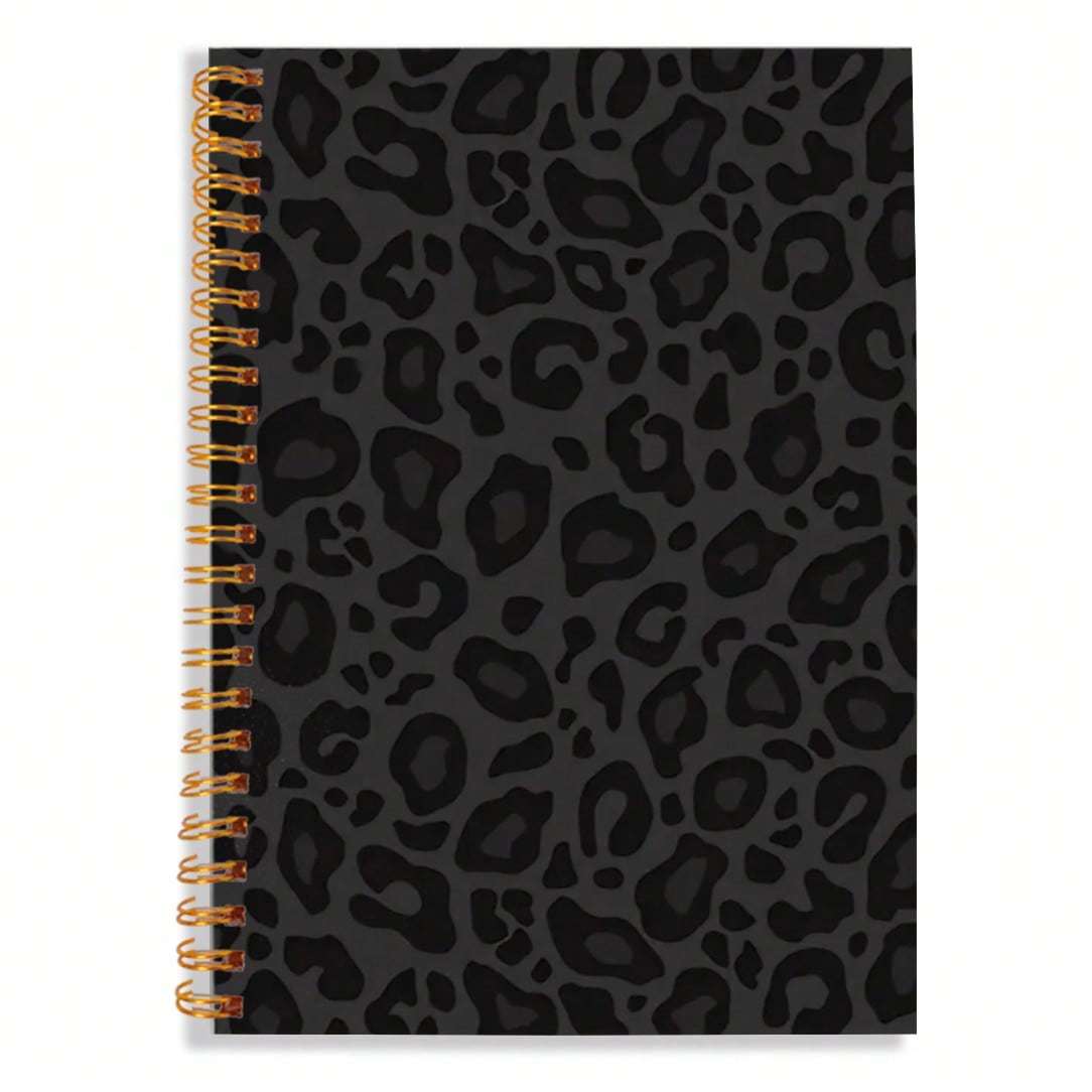 TEMU 1pc Stylish Leopard Print Spiral Notebook - 50 Pages, 5.5x8.3 Inches, Design, School, Office, Or Home Gifts, Durable Paper Material, Spiral