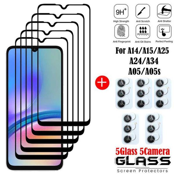 Cell Phone Screen Protectors Full Cover Full Glue Tempered Glass For Samsung Galaxy A14 A15 A25 A24 A34 5G Screen Protector For Samsung A05