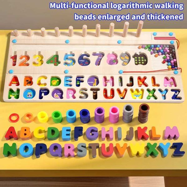 Montessori Wooden Toys 3 in 1 Educational Magnetic Color and Number Maze Shape Matching Puzzle Sorting Toys Games Board Toy X2501131