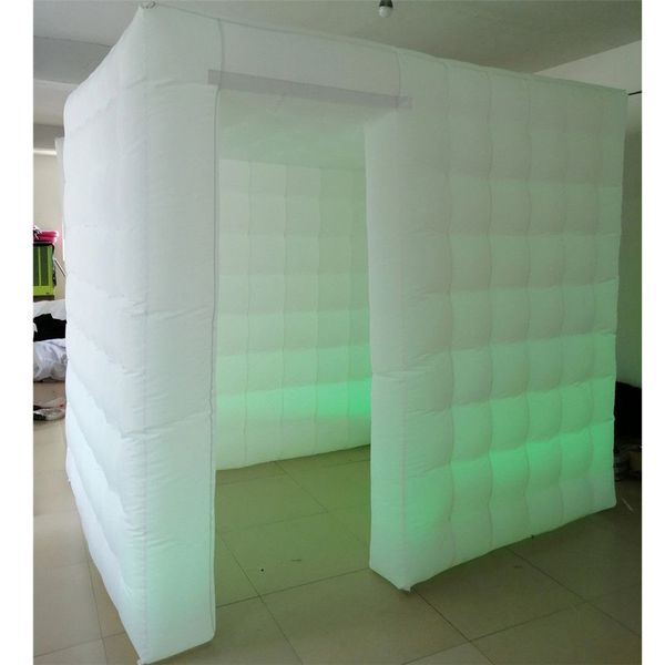 Customized cube tent Inflatable Photo booth Portable Photography Backdrops selfie room with LED Changing bars for Birthday Graduatio Wedding