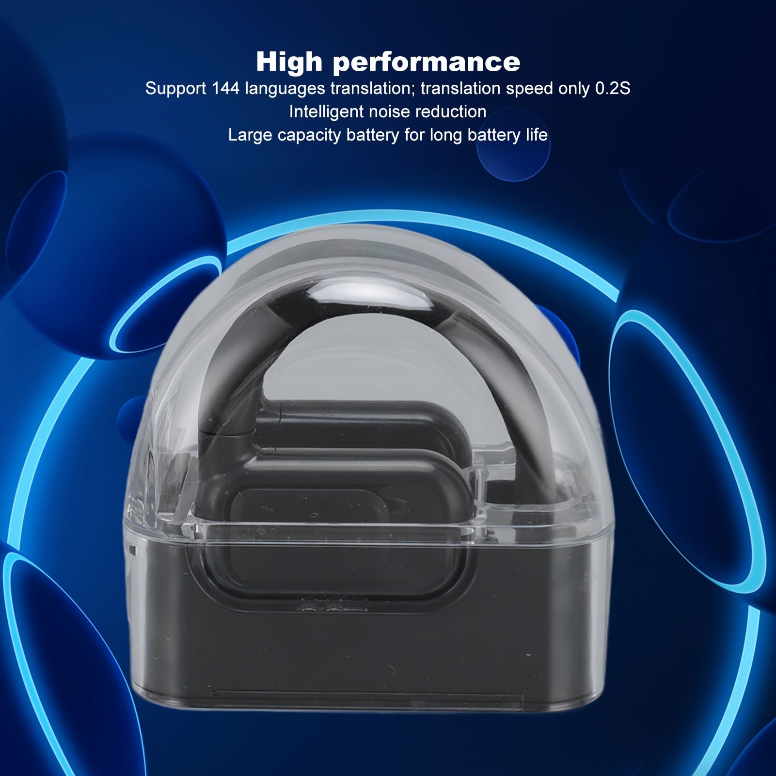 TEMU 1 Pairs Translator Earbuds 144 Languages 3 Rechargeable Wireless Language Translator Earhooks Black