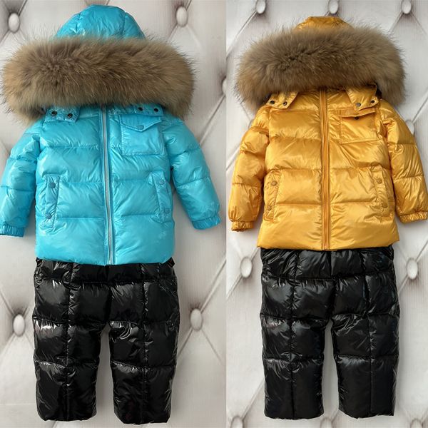 Down coat childrens jacket baby boys clothing Winter outwear keep warm puffer jackets kids fur collar hooded outerwear coats for boy girls c