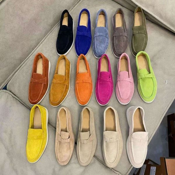 Designer Loafers shoes Walk Charms Embellished Casual Shoes Mens Womens Suede Loafers Couple Shoe Genuine Leather Flat For Men Women