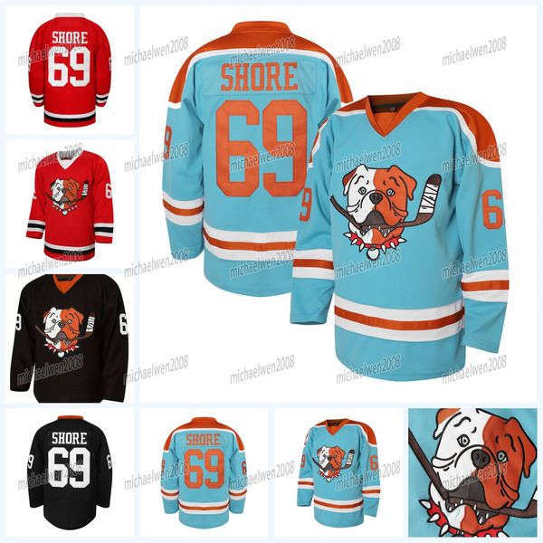 In stock 69 Shoresy SudBery Blueberry Letterkenny Hockey Jersey Red Black Blue