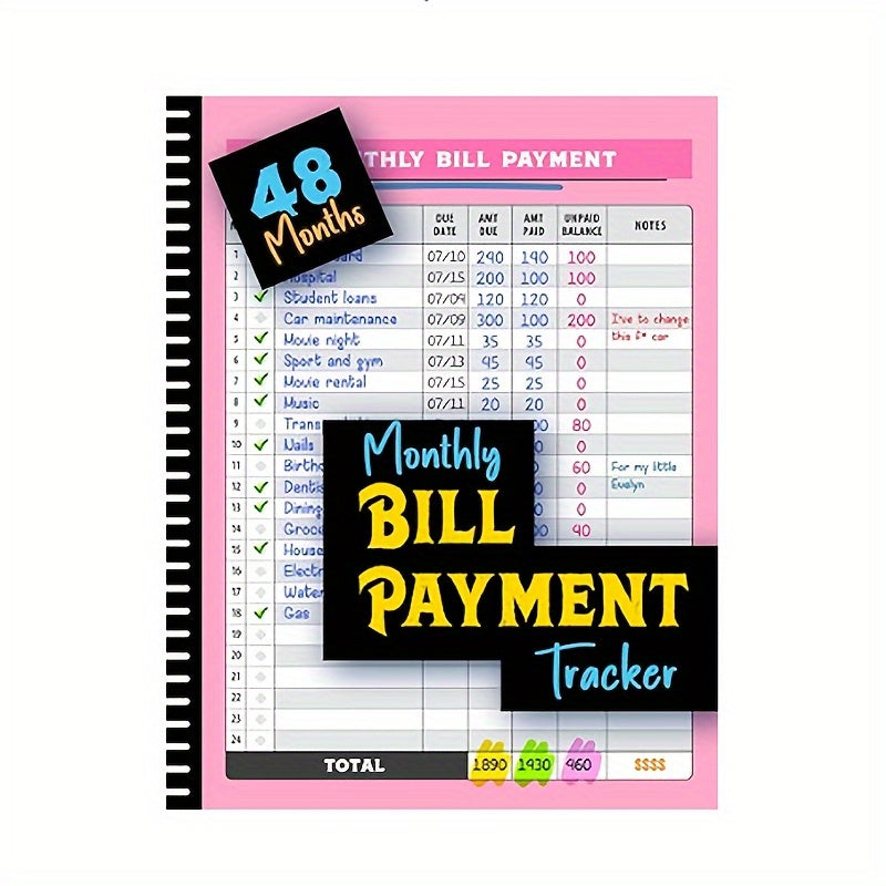 TEMU A 4-year Monthly Bill Tracking Notebook That Can Track 48 Months, Suitable For Family Financial Budget Planners To Record Expenses And Payment