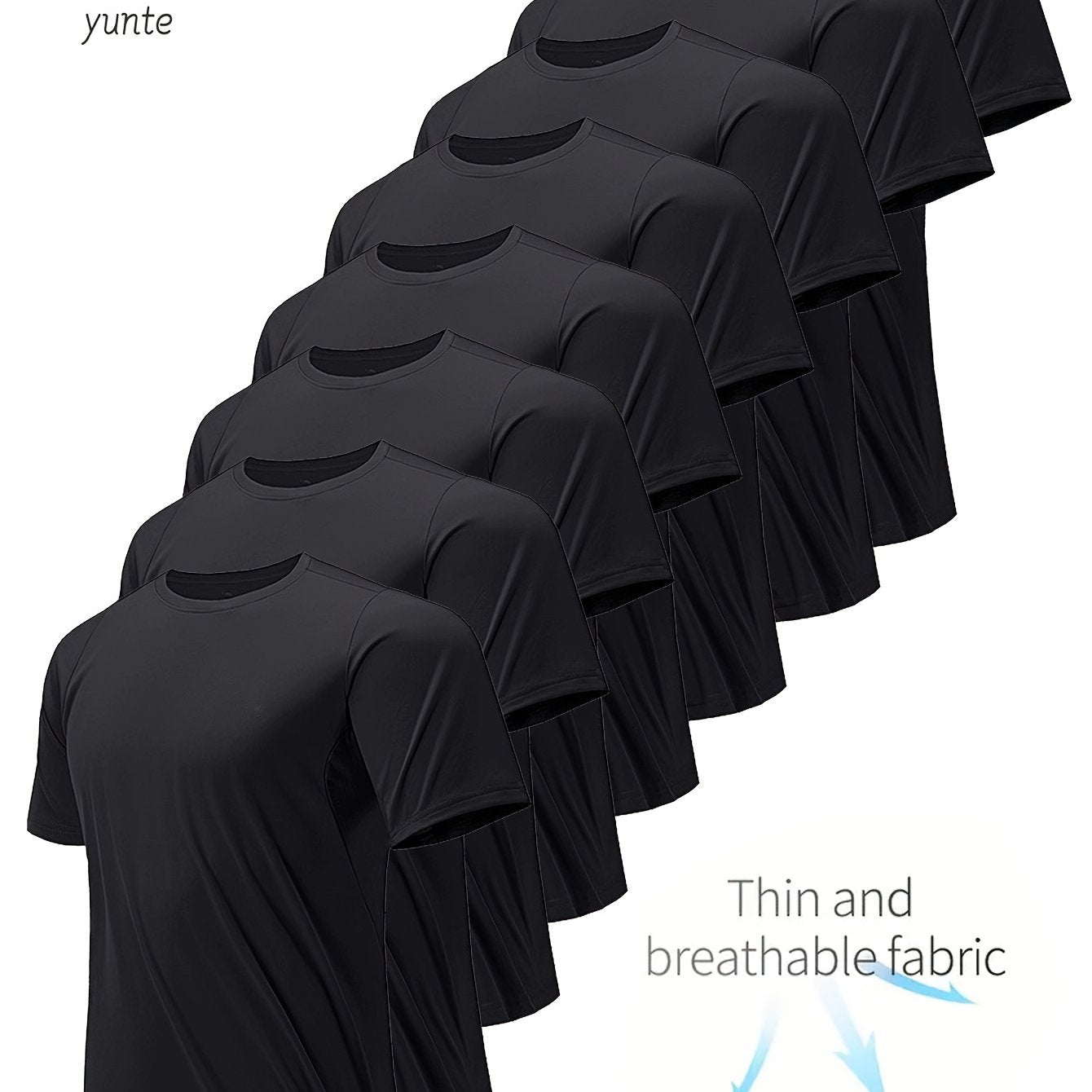 TEMU 8pcs -lightweight Men's Crew Neck T-shirts - Quick-dry, Breathable, Moisture-wicking Shirts For Gym, Fitness, And Running, Lightweight