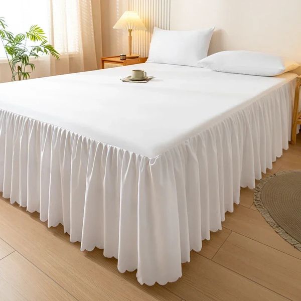 Solid Color Bed Skirt Four Corners With Elastic Band Brushed Size Skirts Without Pillowcase 241216