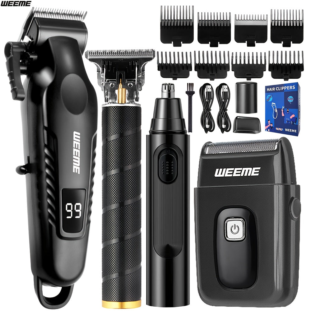TEMU Weeme Essential Grooming Kit For Men: Trimming And Shaving Solution With Usb Charging And Lcd Battery Display, Perfect Gift For Dad, Brothers, ,