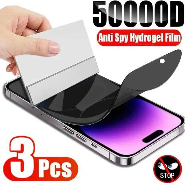 3Pcs Anti-Spy Hydrogel Film for iPhone 16 12 15 11 14 Pro Max 7 8 Plus Privacy Screen Protectors for iPhone 13 Mini XS MAX X XR M250120