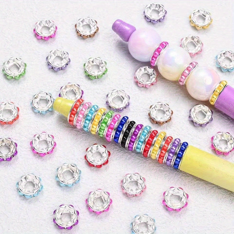 TEMU 100pcs 10- 12mm Acrylic+ Beads 20pcs Multicolor Wave Beads For Beadable Pens Diy Bracelet Jewelry Making Craft Supplies