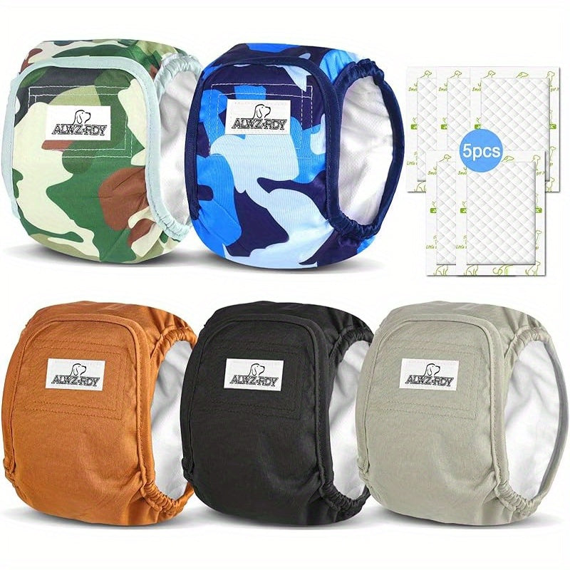 TEMU Belly Bands For Male Dogs 5 Pack Washable Dog Diapers Reusable Male Dog Pee Wraps With 5pcs Dog Diaper Liners For Doggie In Incontinence Or
