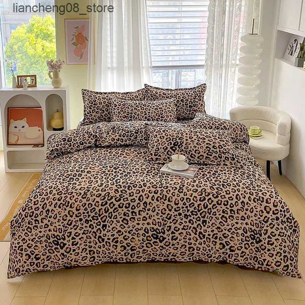 Bedding sets 3pcs Leopard Pattern Duvet Cover Bedding Set Double Queen Size Microfiber Soft Quilt Cover with cases Girls Room Decor L240910