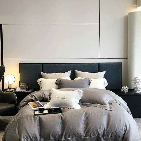 Sets Bedding Natural Eucalyptus Lyocell Soft Jacquard Set Duvet Cover Bed Sheet Pillowcase Silkness