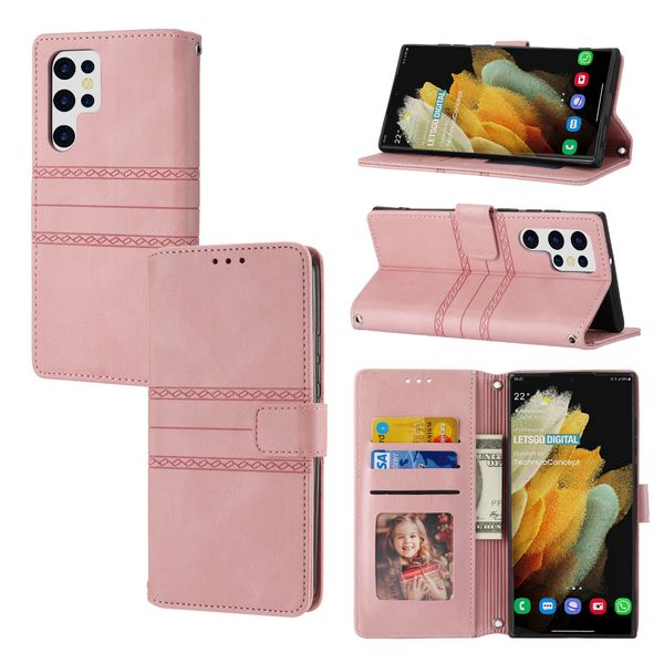 Wallet Phone Cases for Samsung S25 S24 S23 S22 S21 Ultra Plus Card Pocket PU Leather Shockproof Photo Frame Kickstand Flip Cover Cellphone C