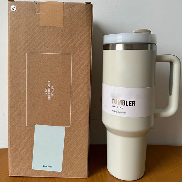 Tumbler with Handle Lid Straw 40oz Stainless Steel Water Bottle Vacuum Thermos Cup Travel Car Thermal Coffee Mug with Logo for Outdoor Sport