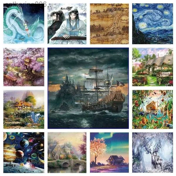 Puzzles Jigsaw Puzzles 1000 Pieces Famous Landscape Painting Art Puzzles Decompression Toys for Adults Family Games Home Decoration GiftL231