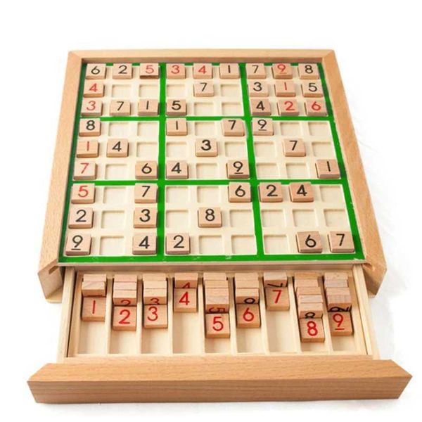 Children High Quali Sudoku Chess Wooden Puzzle Games Toy Gift Board Early Education Game Memory Dinner Par Family KidsXJ241212