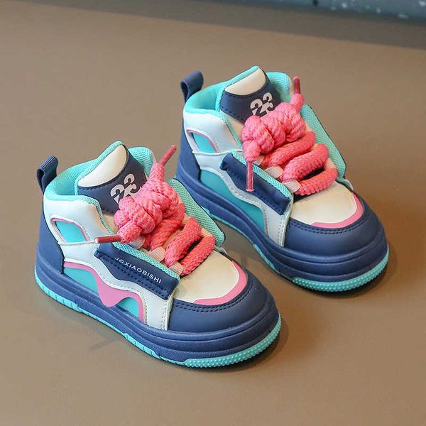Athletic Outdoor Shoes Boys Sports Shoes Spring and Autumn Boys Casual Board Shoes High Top Girls Bread Shoes Dopamine Baby Dad Shoes
