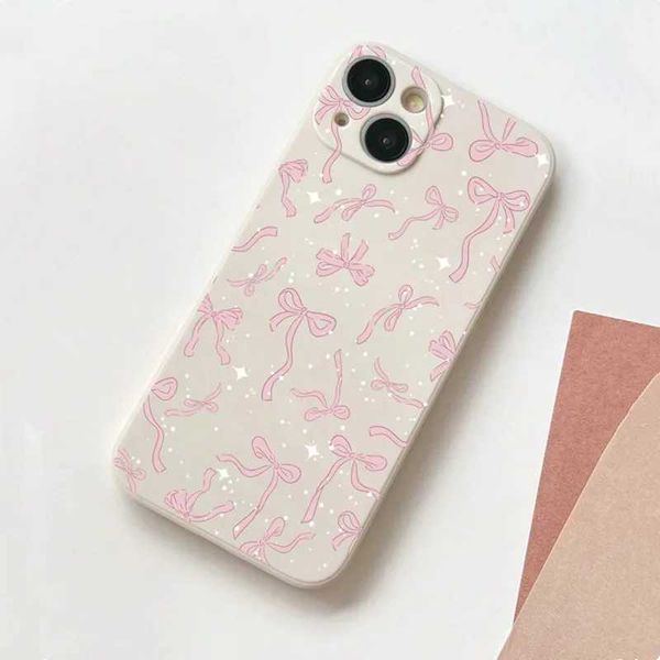 New Arrival Ballet style pink bow and ribbon phone case suitable for iPhone 15 14 16 Pro Max Plus 13 12 Pro 11 15 XR X XS 7 8 soft TPU cover