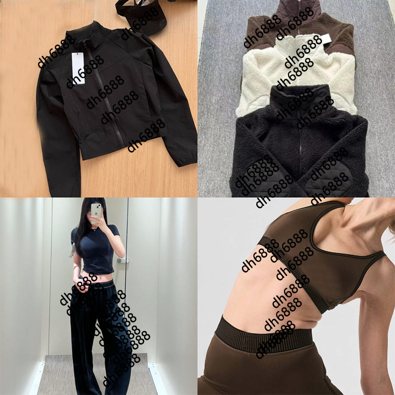 women clothes yoga set Contrast color yoga suit with double shoulder straps for women quick-drying, stand-up collar sports jacket for fitness and ru