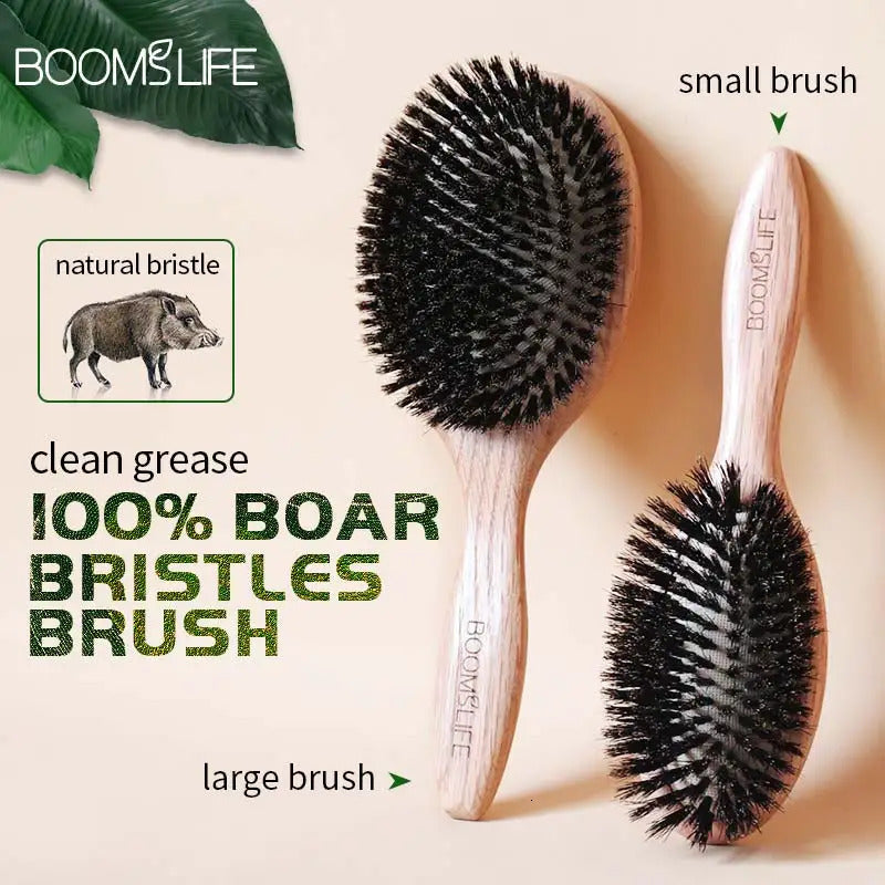 Hair Brushes BOOMSLIFE Boar Bristle Hair Brush Women Combs for Hair Wood HairBrush Detangle Straightener Brush Hair Comb Barber Accessories 231220