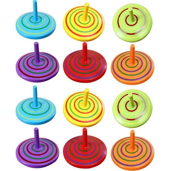 20 wooden rotating tops childrens tops toys baby products gyroscopes puzzles animal accessories colors W240827
