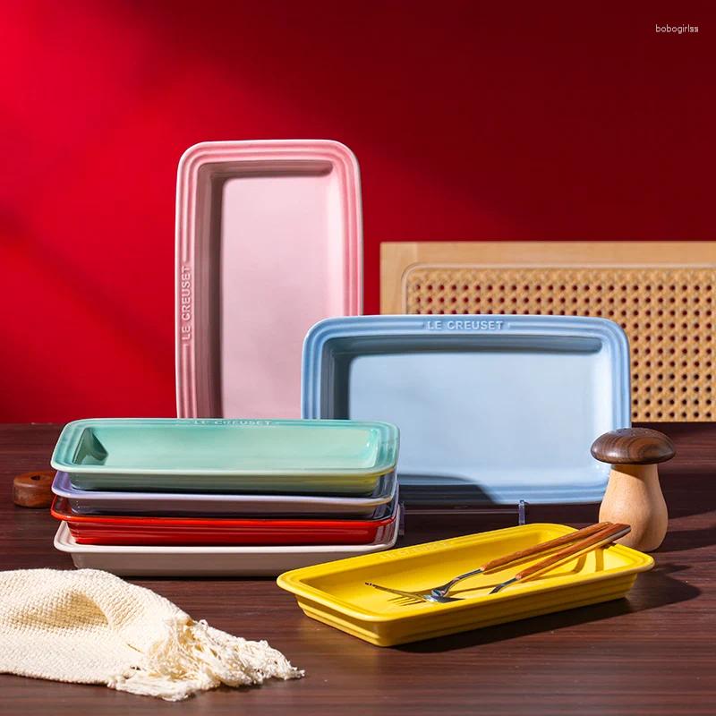 Plates French Cool Color LE CREUSET Tableware Household Dish Rectangular Sushi Dessert Premium Feeling Light Luxury Bowl