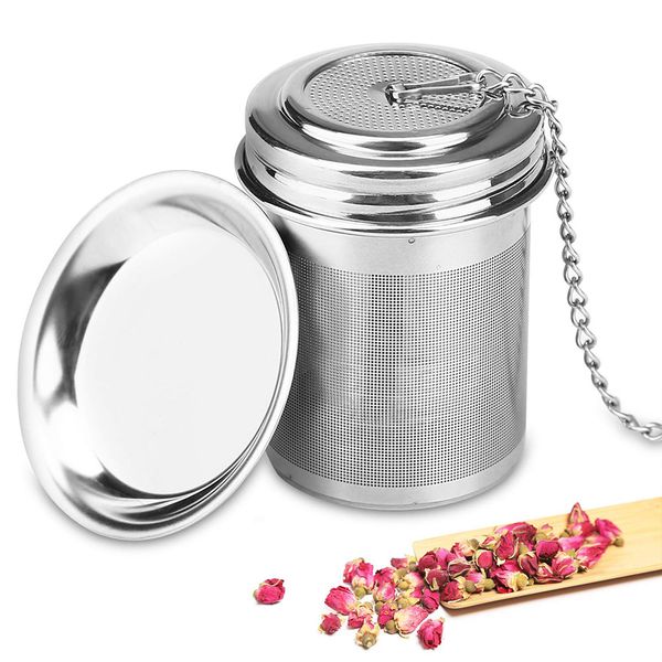 Stainless Steel Brew Tea Strainer Teapot Loose Leaf Large Cooking Spice Herbs Filter Extra Fine Mesh Tea Infuser with Chain
