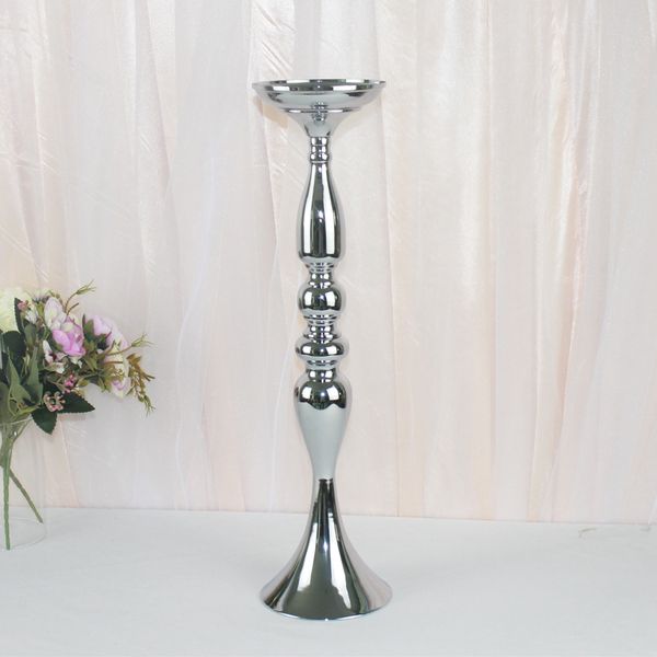 10PCS Silver Metal Candle Holders Flower Vases Candlestick Wedding Table Centerpieces Event Road Lead Party Candle Stands Rack