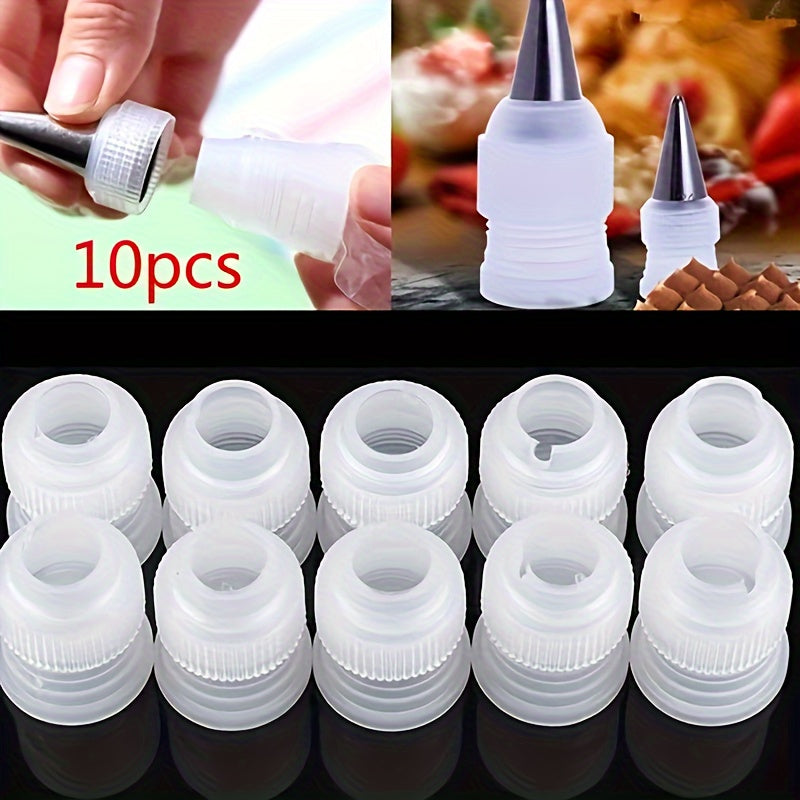 TEMU 10pcs Plastic Cake Decorating Couplers - Food-safe, White Piping Tips & Bags Adapters , Baking & Kitchen Tools, | Decorative Couplers | Durable