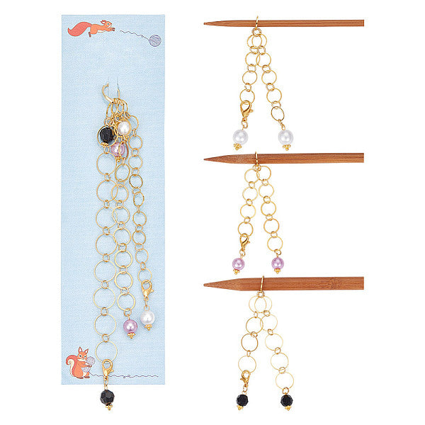 3Pcs 3 Styles Acrylic Pendant Knitting Row Counter Chains